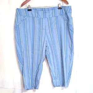 Alia Stretch Blue Stripe Midrise Capri Pants Size 24W